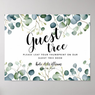 Poster Eucalyptus greenery para o casamento Guestbook Tre