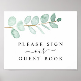 Poster Eucalyptus Greenery Sinal de Livro de Convidados
