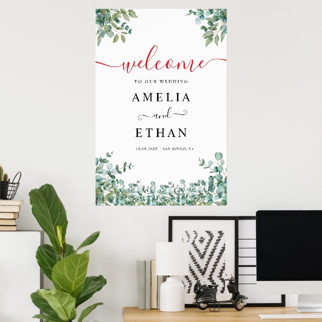 Poster eucalyptus greenery wedding  (Escritório em casa)