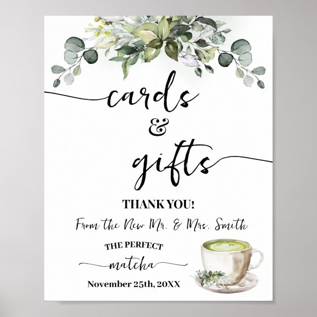 Poster Eucalyptus Matcha Cards & Gifts Bridal Shower (Frente)