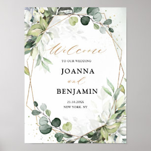Poster Eucalyptus Sage Greenery Casamento Geométrico Boa