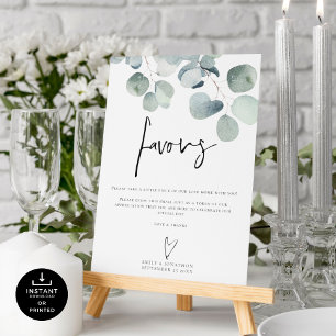 Poster Eucalyptus Script Favorece Sinal De Casamento Impr