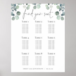 Poster Eucalyptus Seating Plan Find Your Seat