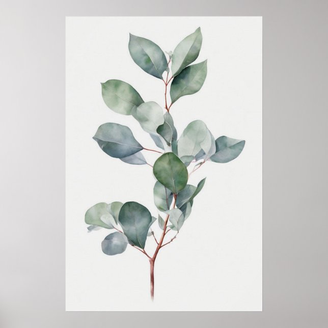 Poster Eucalyptus Wall Art Verde Mínimo Simples (Frente)