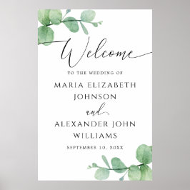Poster Eucalyptus Wedding Welcome Sign | Elegant Script