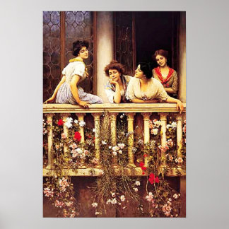 Poster Eugene de Blaas - Pintura Acadêmica de Balcony