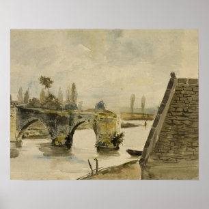 Poster Eugene Delacroix - A Antiga Ponte em Nantes