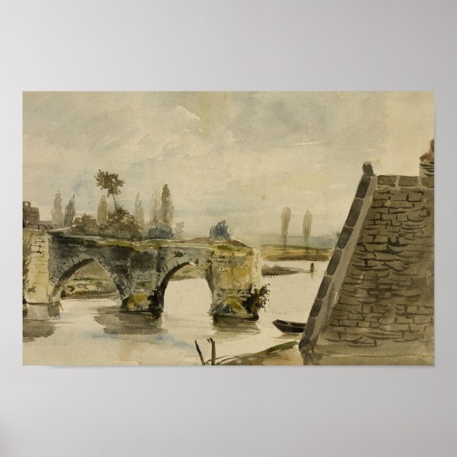 Poster Eugene Delacroix - A Antiga Ponte em Nantes (Frente)