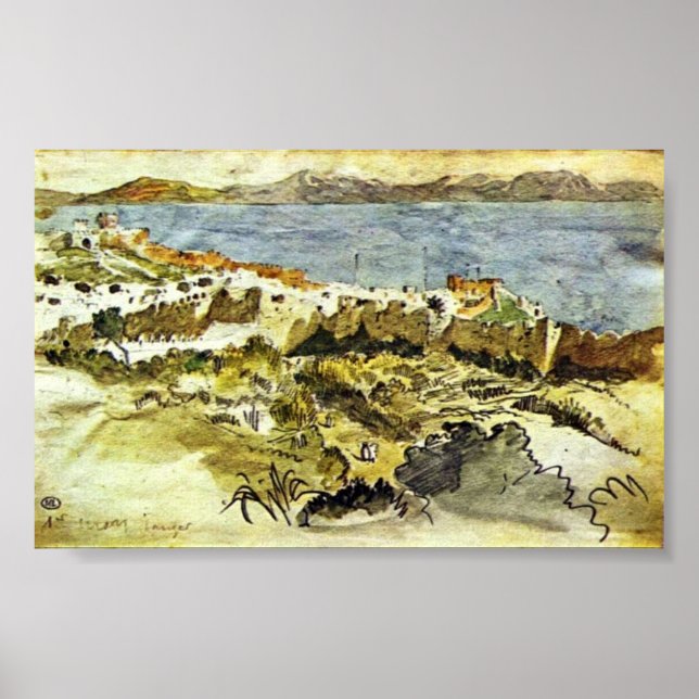 Poster Eugene Delacroix - Baía de Tangier, Marrocos (Frente)