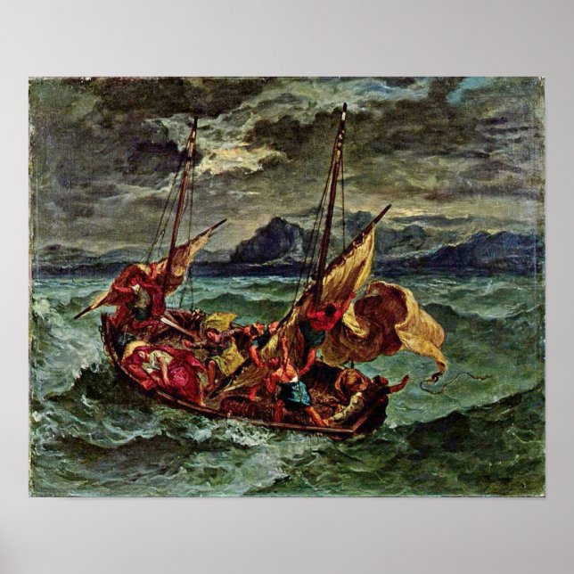Poster Eugene Delacroix - Cristo no Mar da Galileia (Frente)
