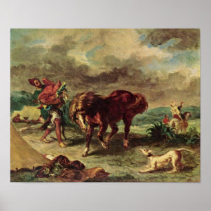 Póster Eugene Delacroix - marroquino e seu cavalo