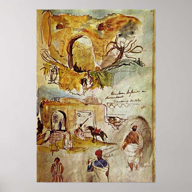 Poster Eugene Delacroix - Muros de Meknes (Frente)