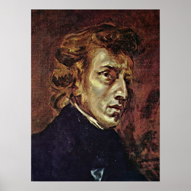 Póster Eugene Delacroix - Retrato de Frederic Chopin (Frente)