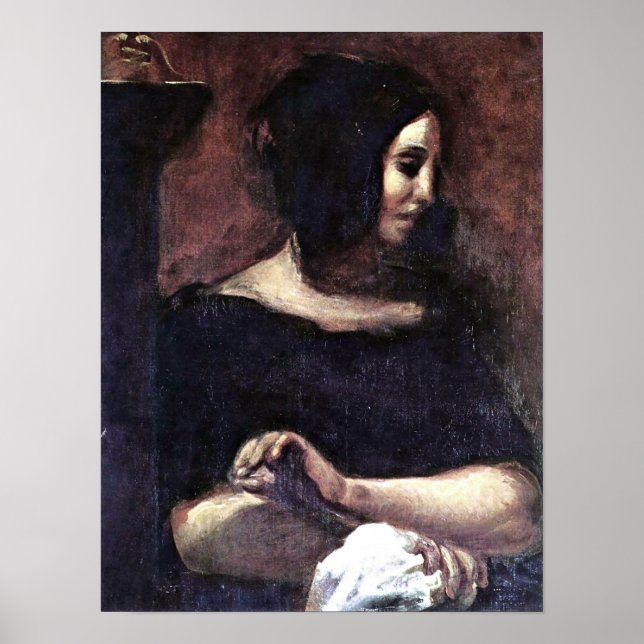 Póster Eugene Delacroix - Retrato de George Sand (Frente)