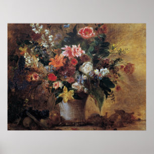 Poster Eugene Delacroix Vintage Buquê de Flores