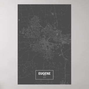 Póster Eugene, Oregon (branco no preto)