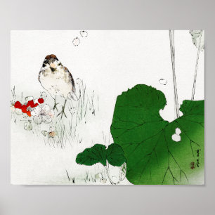 Poster Eurasian Tree Sparrow, Watanabe Seitei
