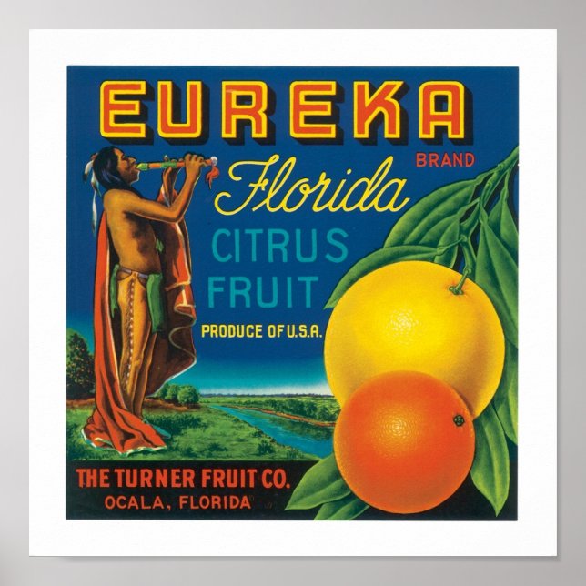 Poster Eureka Marca Florida Citrus Fruta (Frente)