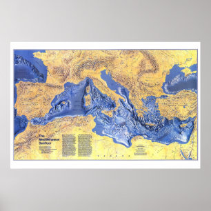 Poster "Europa: 1982 o mapa mediterrâneo do SEAFLOOR…