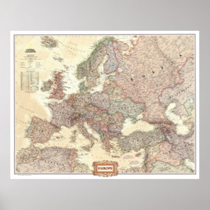 Poster "Europa: 2008/heute - Detaillierte Landkarte