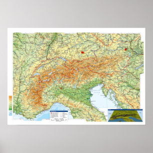 Poster "Europa: 2021/heute - Região de Karte ALPEN ...