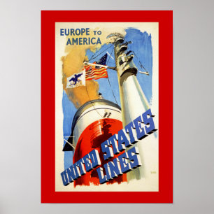 Póster Europa às linhas dos Estados Unidos do ~ de