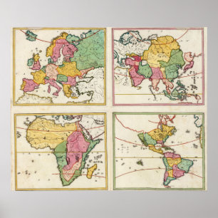 Póster Europa, Ásia, África, América