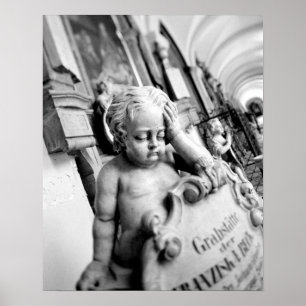 Póster Europa, Áustria, Salzburgo. Cherub e monumento 3
