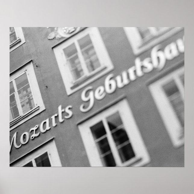 Póster Europa, Áustria, Salzburgo. Local de nascimento de (Frente)