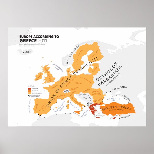 Póster Europa de acordo com a Grécia (Frente)