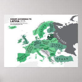 Poster Europa de acordo com a Letónia