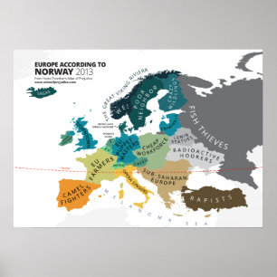 Póster Europa de acordo com a Noruega