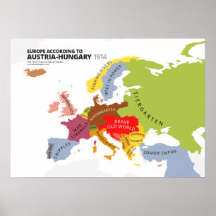 Póster Europa De Acordo Com Áustria-Hungria
