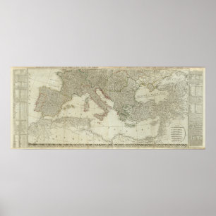 Poster Europa dividida em seus reinos, impérios