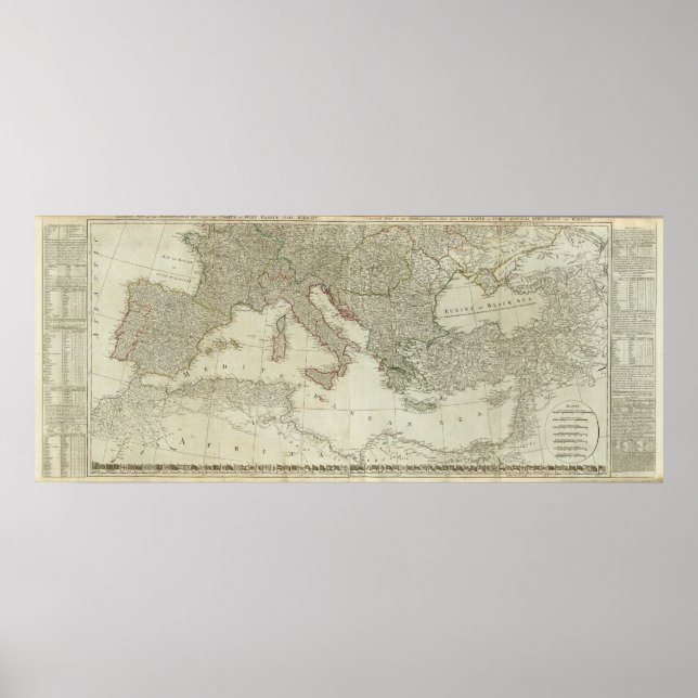 Poster Europa dividida em seus reinos, impérios (Frente)