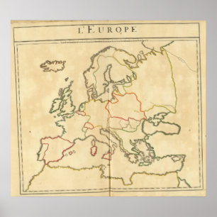 Póster Europa e esboço principal das cidades