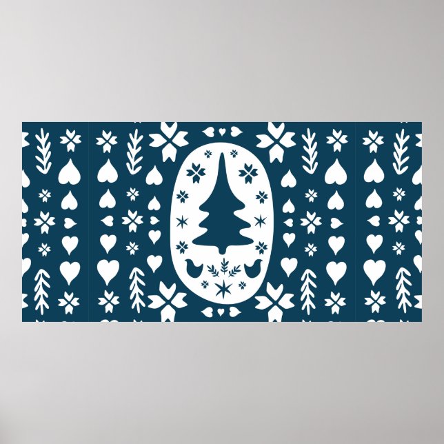 Poster Europa Feliz Natal, arte popular de rabiscar com p (Frente)