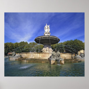 Póster Europa, França, Aix-en-Provence. Fontaine de