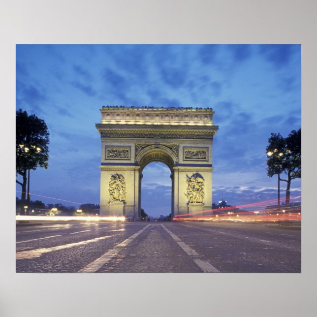 Póster Europa, França, Paris. Arc de Triomphe é visto (Frente)
