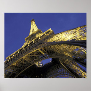 Póster Europa, França, Paris, Torre Eiffel, noite 2