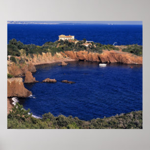 Póster Europa, França, Theoule-sur-Mer. Um telhado de az