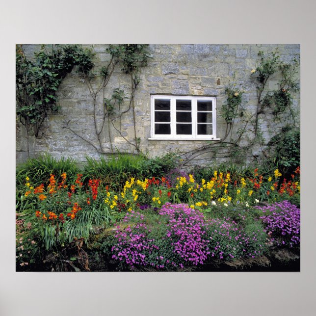 Póster Europa, Inglaterra, Teffont Magna. Flores enchem (Frente)