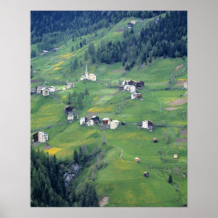 Poster Europa, Itália, Alpes Dolomitas. Esta pequena ald