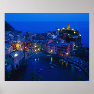 Póster Europa, Itália, Cinque Terre, Vernazza. Encosta