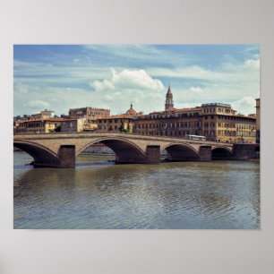 Póster Europa, Itália, Florença. O rio Arno flui