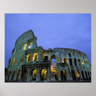 Póster Europa, Itália, Roma. Vista da noite