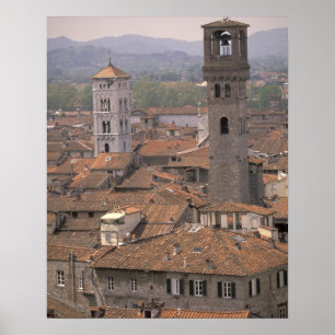 Póster Europa, Itália, Toscana, Lucca, panorama da cidade