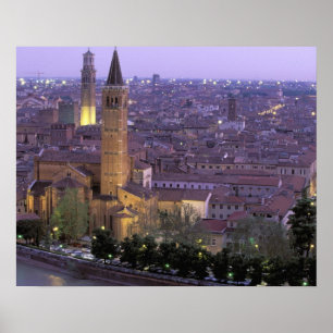 Póster Europa, Itália, Vêneto, Verona. Vista do Castel