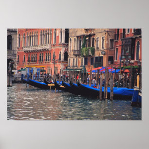 Poster Europa, Itália, Veneza, gôndolas no canal