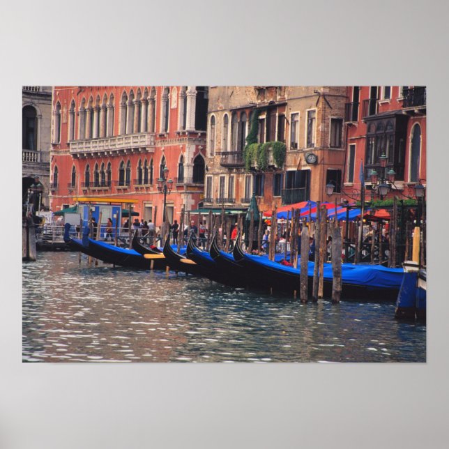 Poster Europa, Itália, Veneza, gôndolas no canal (Frente)